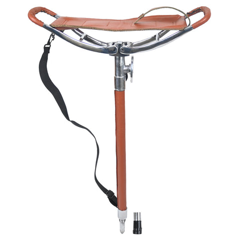 Outdoor Shooting Stick Spectator Adjustable Leather Walking Seat Tan