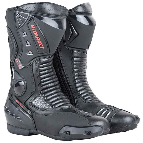 RIDERACT® Mens Road Motorcycle Boots Race Ready Black