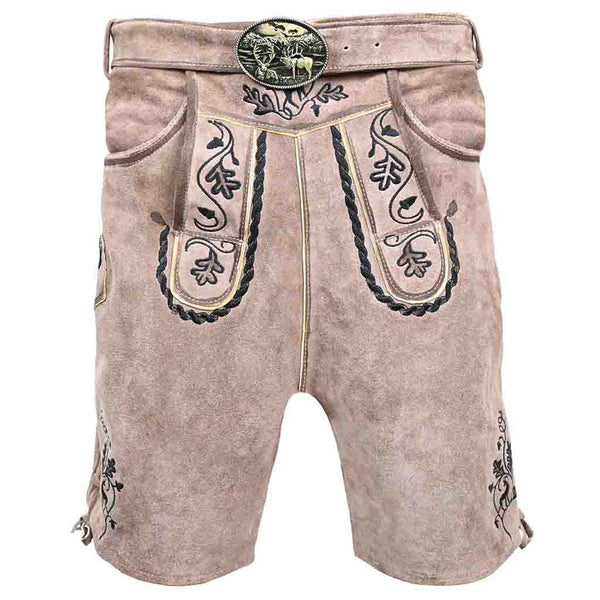 Men Suede Lederhosen with Waist Belt 