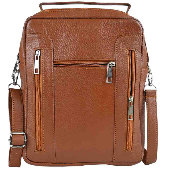 Leather Messenger Bag Tan ZipZap Leather Handbag