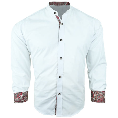 Bavarian Men's Shirt White with Twist Embroidery