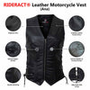 RIDERACT® Women Leather Motorcycle Vest Anna Zippered & Adjustable