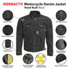 RIDERACT® Men's Motorcycle Riding Denim Reinforced Jacket Road Rush Black