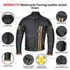 RIDERACT® Touring Leather Motorcycle Jacket Striper