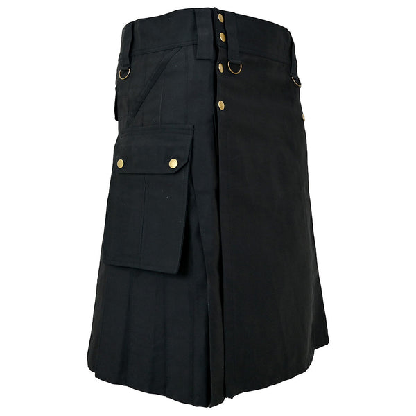 Cargo 6 Pockets Utility Kilt Black