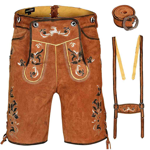 Men's Oktoberfest Costume Suede Leather Short Lederhosen 