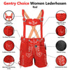 Women Suede Lederhosen Leather Short Red
