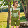 Women Oktoberfest Costumes Suede Lederhosen Leather Short Green