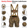 Women Suede Lederhosen Leather Short Dirty Brown