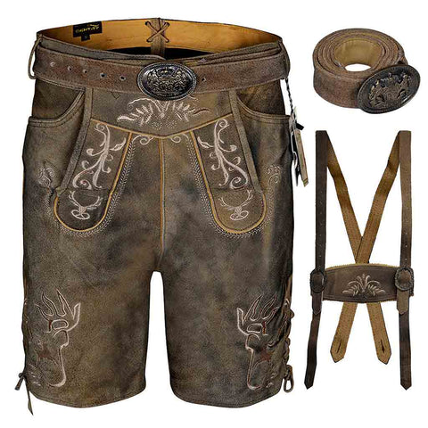 Men's Oktoberfest Costume Suede Leather Short Lederhosen 