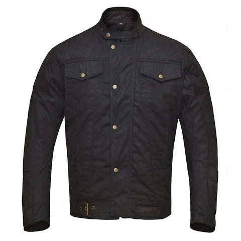 RIDERACT®  Waxed Cotton Motorcycle Jacket Black Stellar