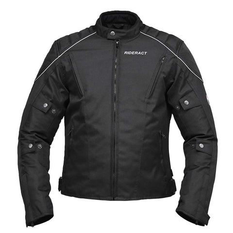 RIDERACT® Textile Waterproof Motorbike Jacket Classic Black Motorcycle Jacket