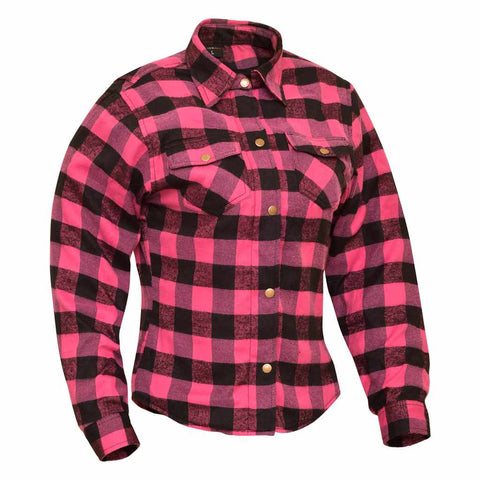RIDERACT® Women's Reinforced Flannel Shirt Road Series Pink
