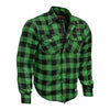 RIDERACT® Men's Motorcycle Riding Reinforced Flannel Shirt Road Series Green