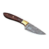 Handmade Damascus Skinner Knife AMK010 Professional Kitchen Knives 8.5 Inches Multifuntion Kitchen Knife Brass and Rose Wood Handle With Leather Sheath