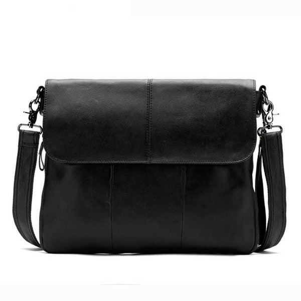 Leather Messenger Laptop Bag Retro Black