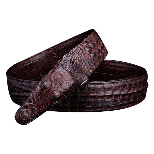 Fashion Designer Leather Belt with Crocodile Shape Texture