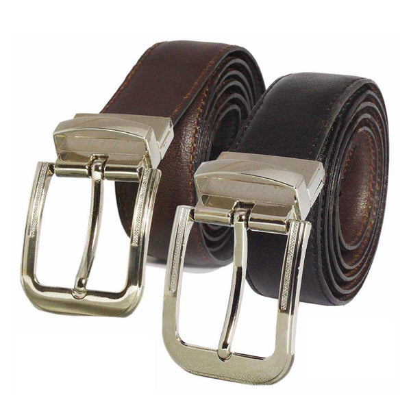 Double Side Adjustable Leather Belt Black Brown