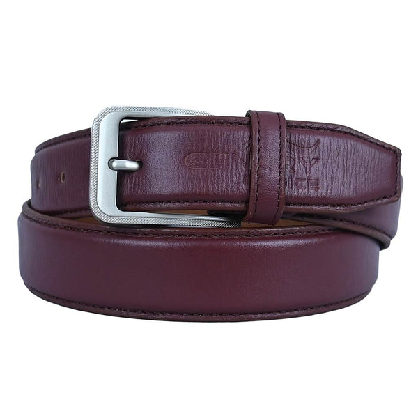 Men's Dress Leather Belt Salika Red Brown