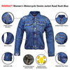 RIDERACT® Women's Motorcycle Riding Reinforced Denim Jacket Road Rush Blue