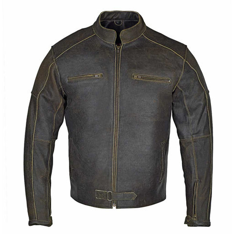 RIDERACT® Vintage Distressed Motorcycle Leather Jacket