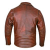 RIDERACT® Modern Brando Style Tan Brown Leather Motorcycle Jacket