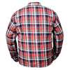 RIDERACT® Men's Motorcycle Riding Reinforced Flannel Shirt Red & Black Stripe Checked