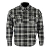 RIDERACT® Men's Motorcycle Riding Reinforced Flannel Shirt Multi Shaded Black & White Check