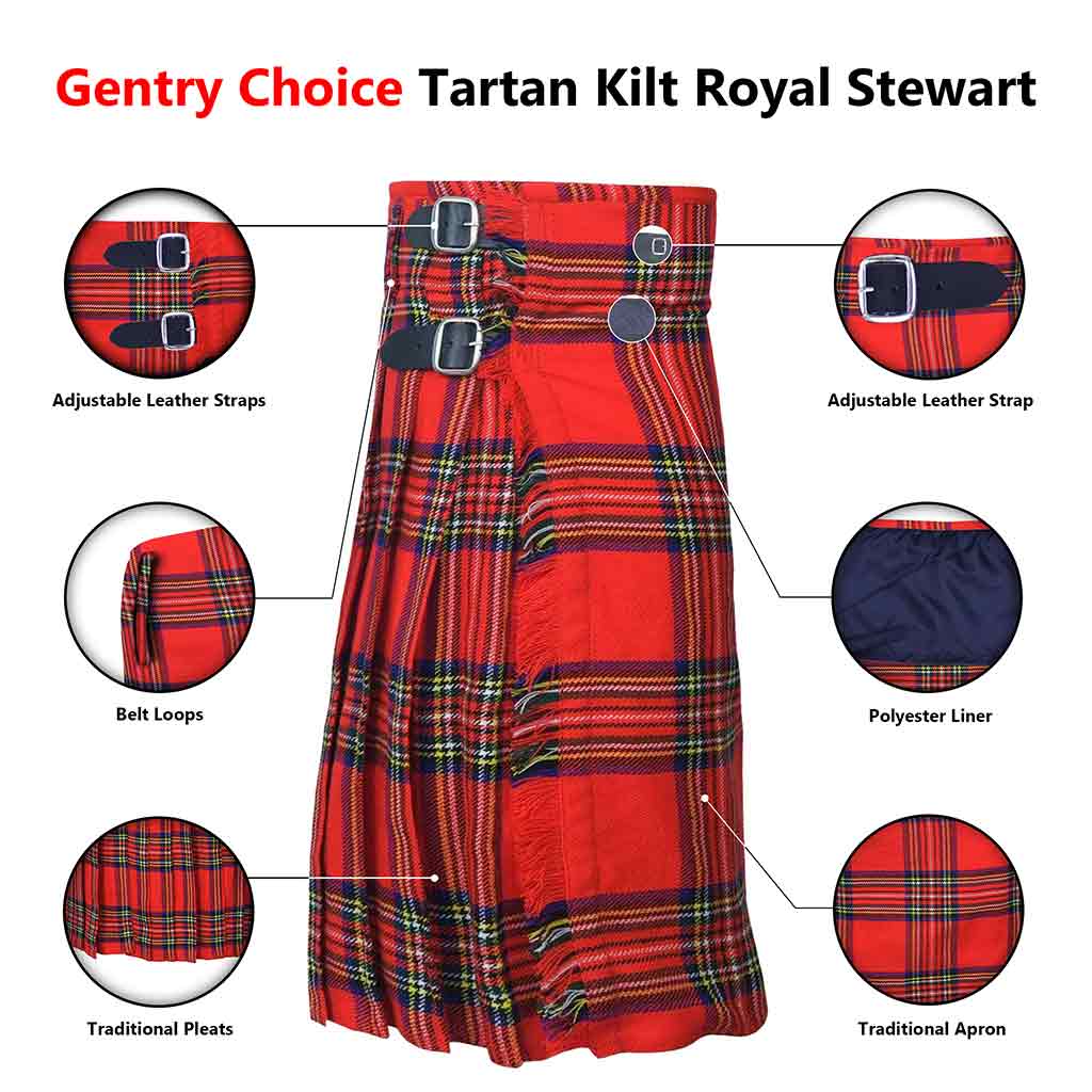 Royal Stewart Kilt Scottish Mens Tartan Highland Dress
