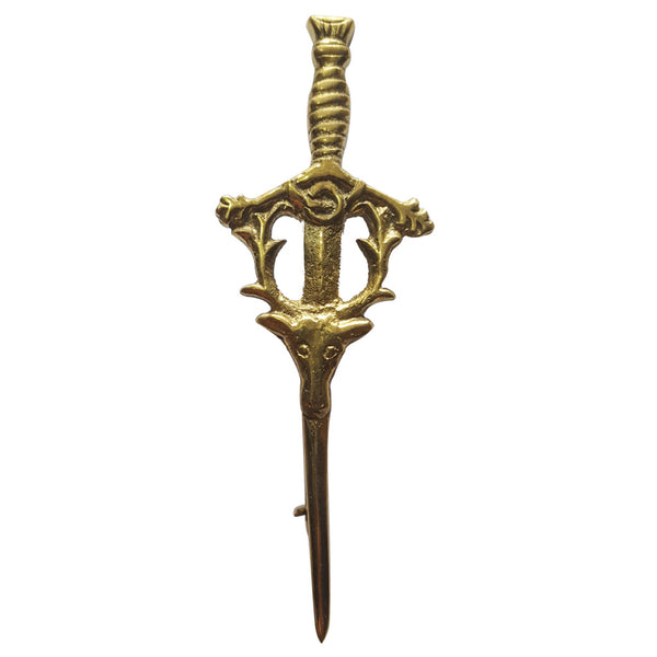Stag Head Sword Golden Kilt Pin