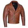 RIDERACT® Modern Brando Style Tan Brown Leather Motorcycle Jacket