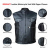 RIDERACT® Leather Motorcycle Vest SOA Zipper Closure