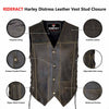 RIDERACT® Harley Distress Leather Vest Stud Closure