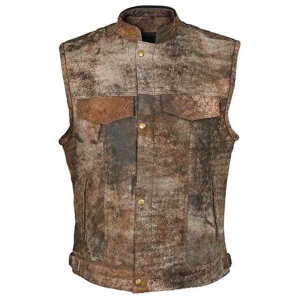 RIDERACT® Fashion Leather Motorcycle Vest SOA Dirt Fuss