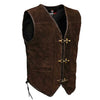 RIDERACT® Suede Leather Vest Brown Triple Clasp