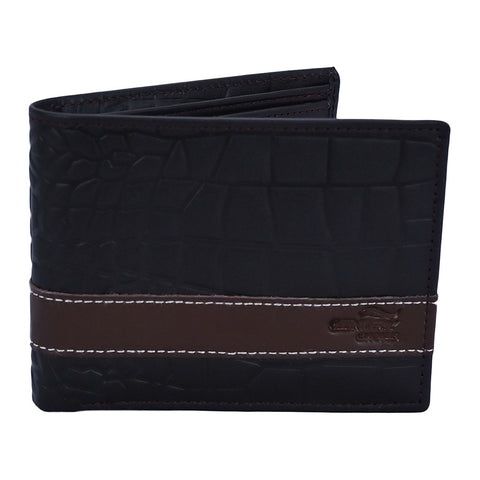 Men Crocodile Pattern Leather Wallet Dark Brown